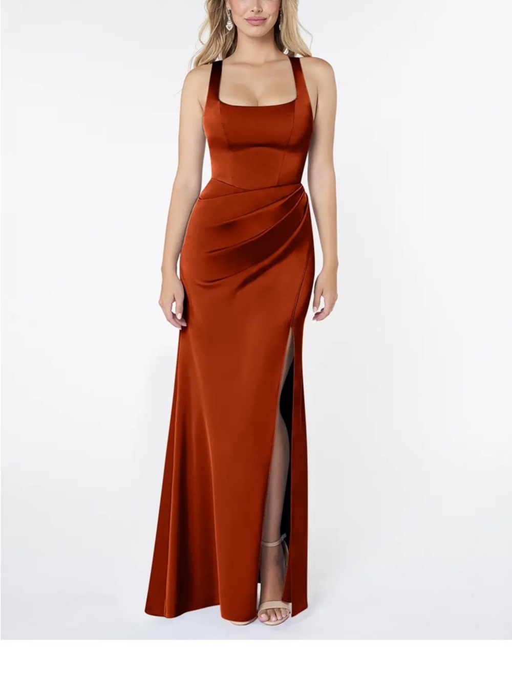 NWT Azazie Mero Stretch Satin Square-Neck Evening Gown - Size 4